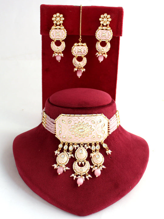 Ratnagiri Necklace Set-Pastel Pink