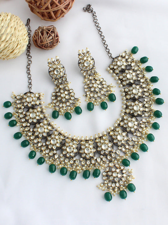 Divyanka Necklace Set-Green