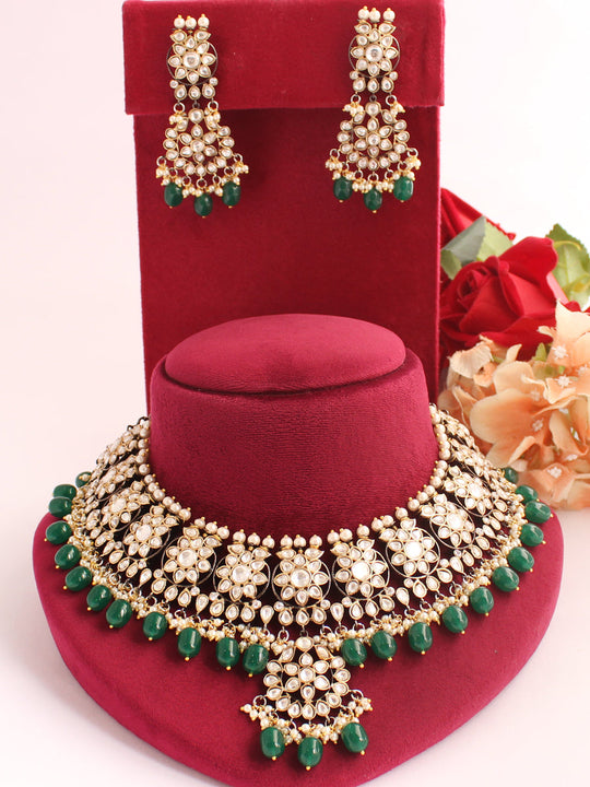 Divyanka Necklace Set-Green