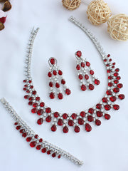 Romania Necklace Set-Maroon