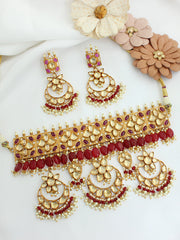 Avantika Necklace Set-Maroon