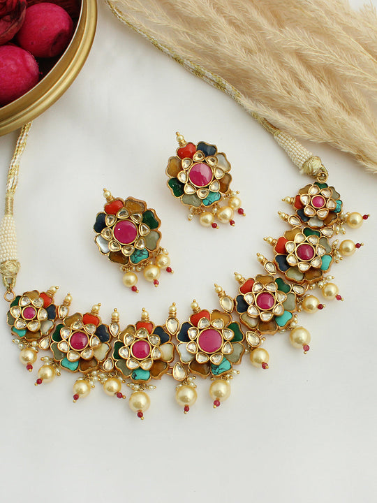 Nagpur Necklace Set-Multicolor