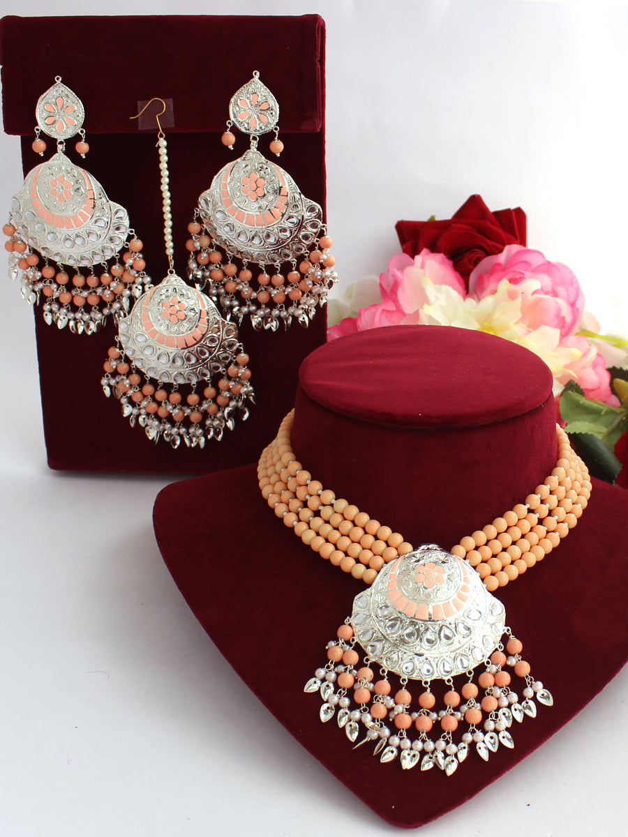 Anu Necklace Set-Peach