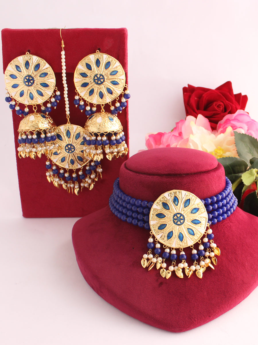 Gurleen Necklace Set-Blue