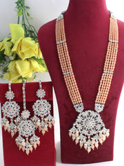 Aakriti Long Necklace Set-Peach