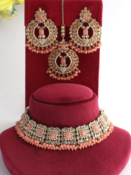 Avika Necklace Set-Pink