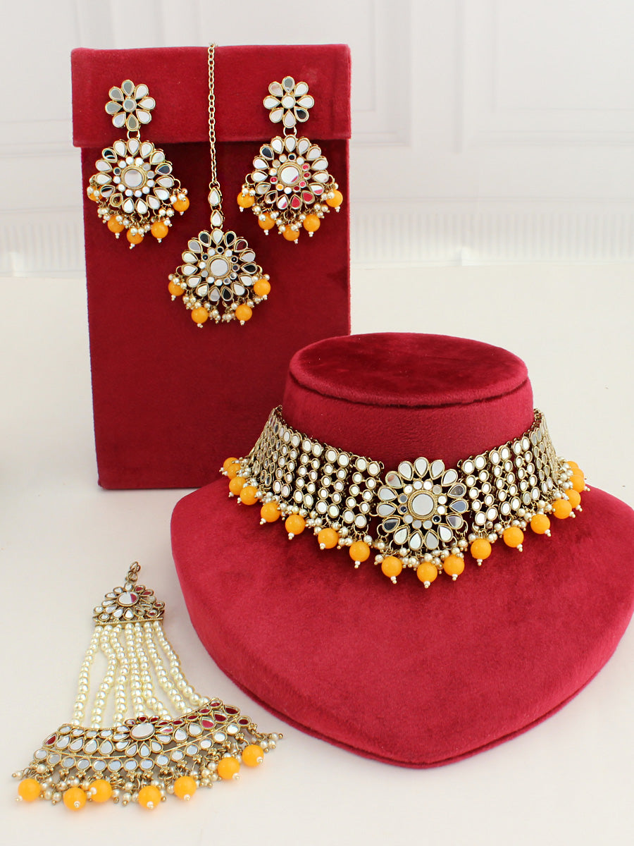 Kangana Necklace Set-(Golden)Yellow