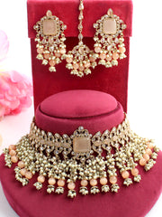 Apeksha Necklace Set-Peach