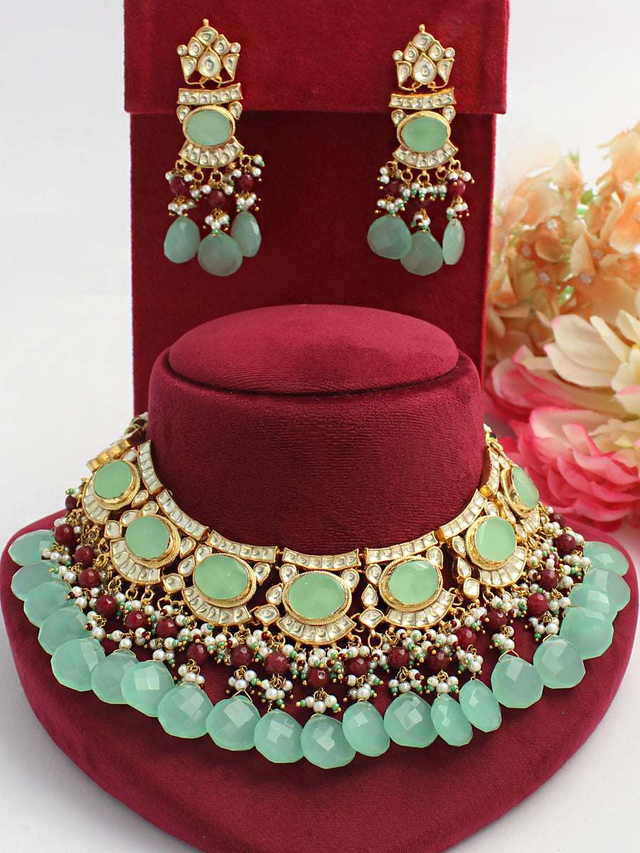 Samiksha Necklace Set-Mint Green