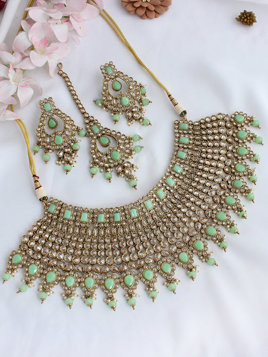 Mihika Necklace Set-Mint Green