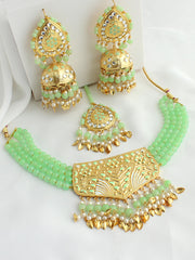 Warda Necklace Set - Mint Green