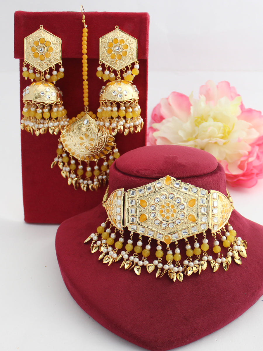 Hooria Necklace Set-Yellow