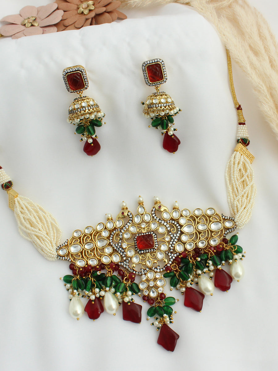 Shivali Necklace Set - Maroon