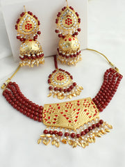 Warda Necklace Set - Maroon