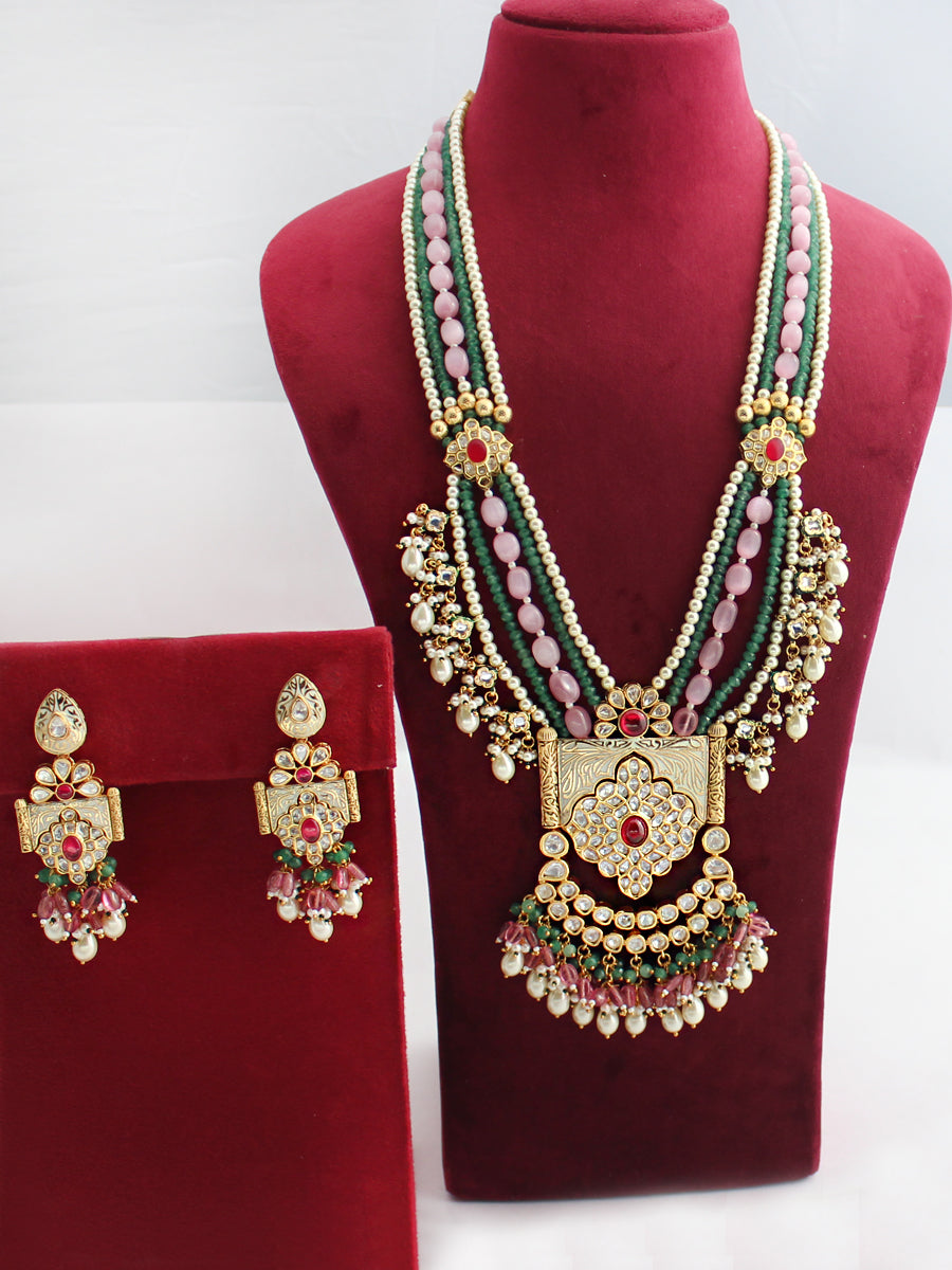 Divya Long Necklace Set-Ivory