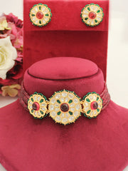 Palak Necklace Set-Hot Pink