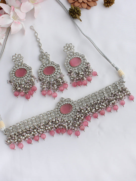 Sanam Necklace Set-Pastel Pink