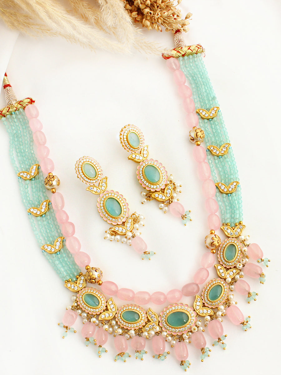 Arisha Layered Necklace Set-Pastel Blue