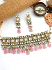 Malvika Necklace Set-Pastel Pink