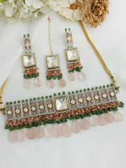 Advika Necklace Set-Pastel pink