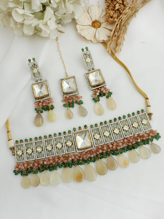 Advika Necklace Set-Mint Green