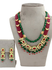 Arisha Layered Necklace Set-Hot Pink