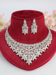 Alissa Bib Necklace Set-Silver