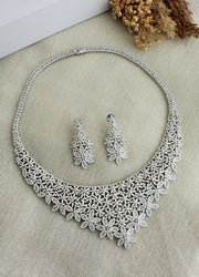 Alissa Bib Necklace Set-Silver