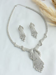 Eva Long Necklace Set- Silver