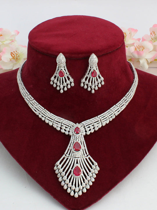 Alizeh Necklace Set-Maroon