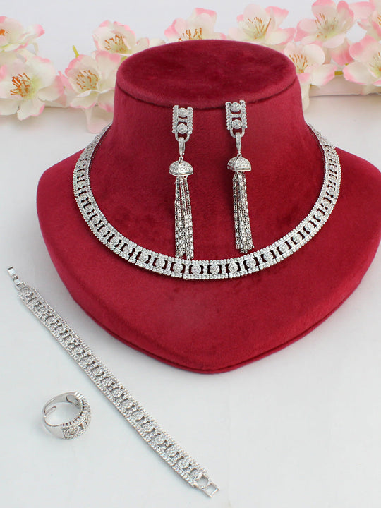 Gracy Necklace Set-Silver