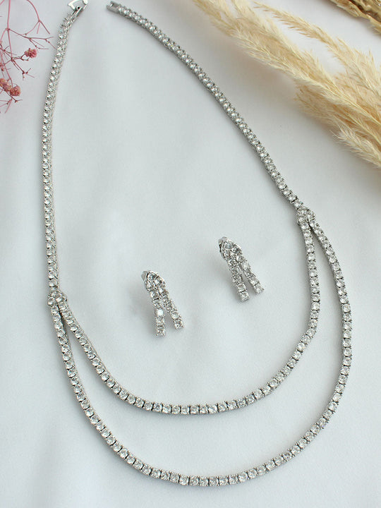 Eshal Necklace Set-Silver