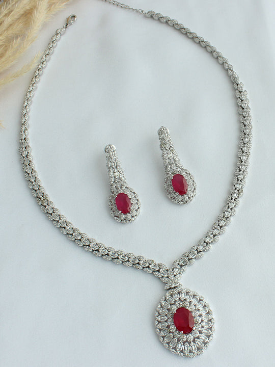 Liza Necklace Set - Ruby Pink