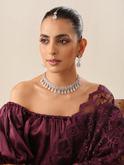 Tanushri Long Necklace Set-Silver