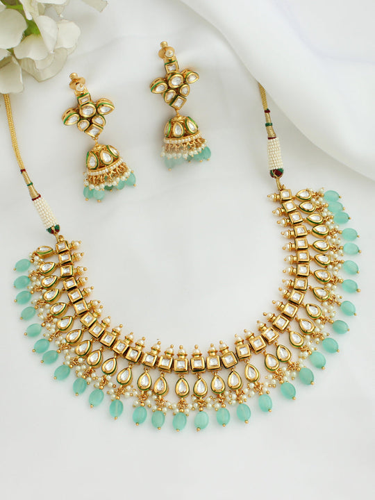 Ishanvi Necklace Set-Mint Green