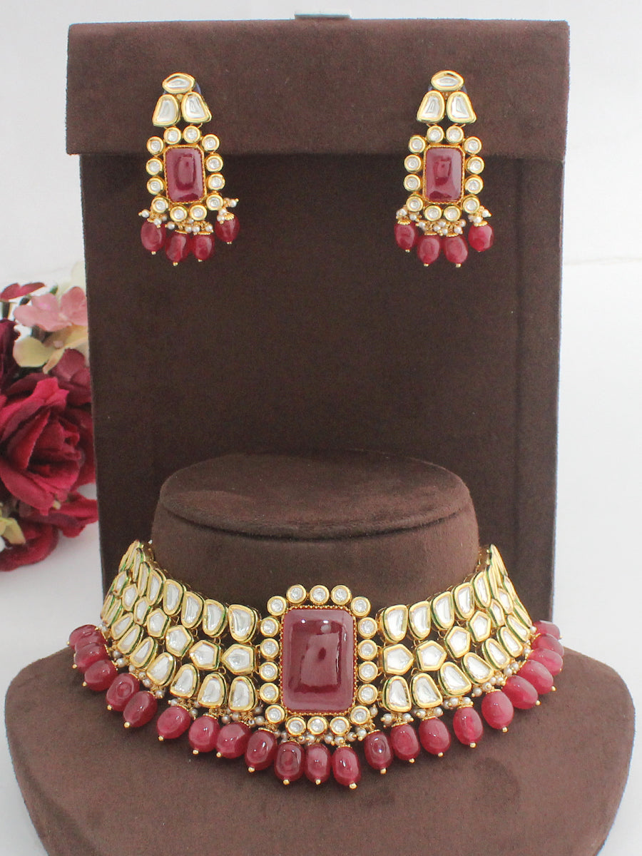 Sucheta Necklace Set - Maroon