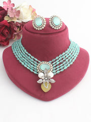 Sushmita Necklace Set - Aqua