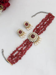 Mauli Necklace Set-Maroon