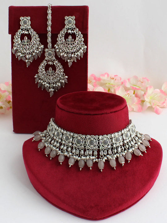 Yashvi Necklace Set-grey