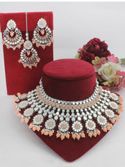 Ziya Necklace Set-(Silver)-Peach