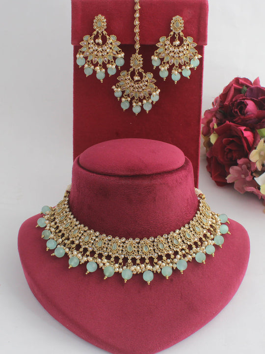 Ruhina Necklace Set-Mint Green