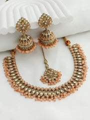 Abhilasha Necklace Set-Peach