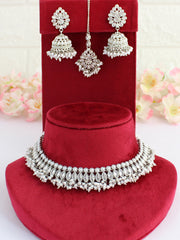 Abhilasha Necklace Set-Silver