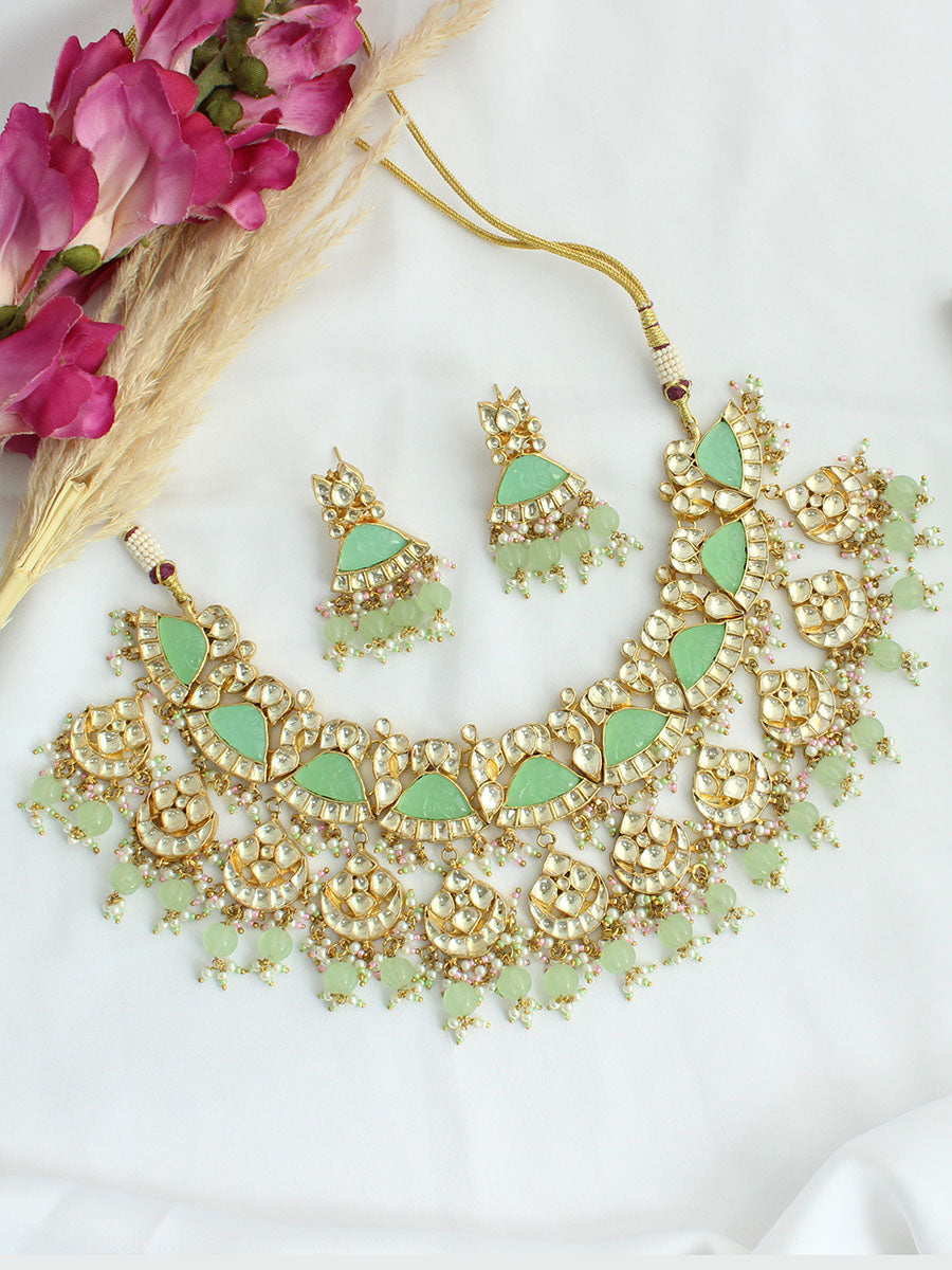 Vanshika Necklace Set - Mint Green