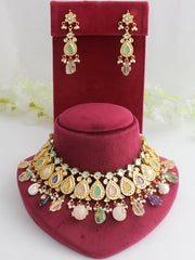 Drishti Bib Necklace Set-Multicolor