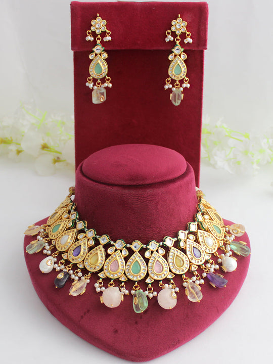 Drishti Bib Necklace Set-Multicolor