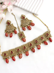 Shilpi Choker Necklace Set-Maroon