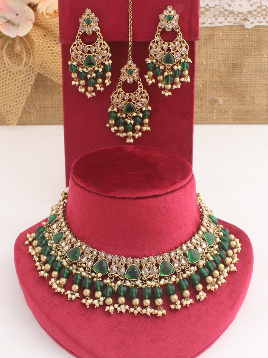 Anamika Necklace Set-Green