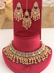 Anamika Necklace Set-Peach