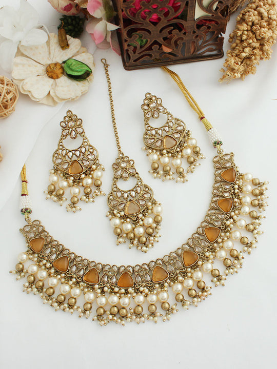 Anamika Necklace Set-Gold